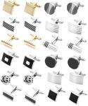 SonnyX 12 Pairs Silver and Black Cufflinks