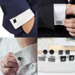 SonnyX 12 Pairs Silver and Black Cufflinks