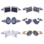 12 Pairs Silver Cufflinks Set for Men
