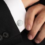 Custom Engraved Silver Initial Cufflinks for Men