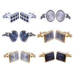 12 Pairs Silver Cufflinks Set for Men