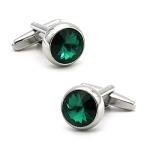 Luxury Green Crystal Silver Cufflinks for Weddings