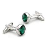 Luxury Green Crystal Silver Cufflinks for Weddings