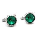 Luxury Green Crystal Silver Cufflinks for Weddings