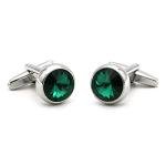 Luxury Green Crystal Silver Cufflinks for Weddings