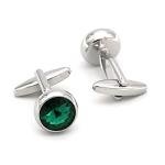 Luxury Green Crystal Silver Cufflinks for Weddings