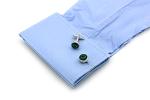 Luxury Green Crystal Silver Cufflinks for Weddings