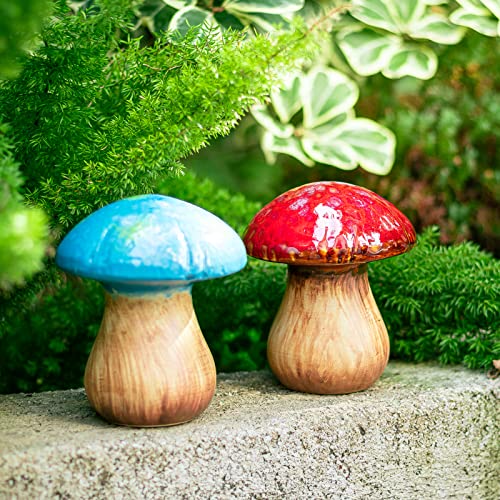 2pcs Ceramic Mushroom Garden Decor - Fairy Garden Statue