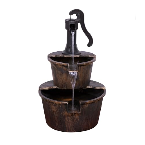 Alpine 27" Tall 2-Tier Barrel Waterfall Fountain