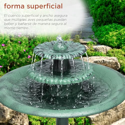 Alpine 35" Green Outdoor Pedestal Fountain with Birdbath