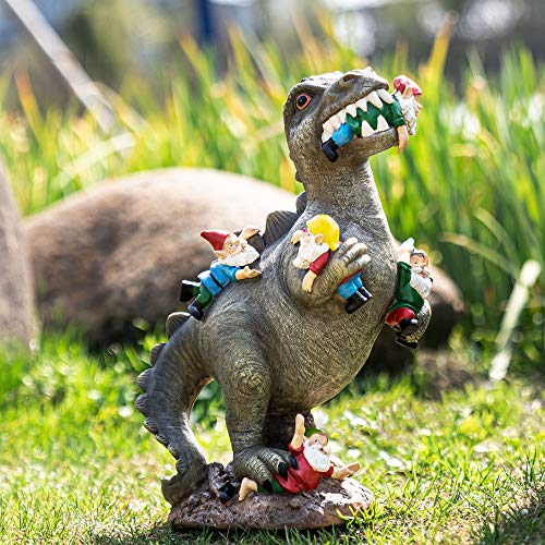 14” Dinosaur Garden Gnome Statue for Outdoor Decor