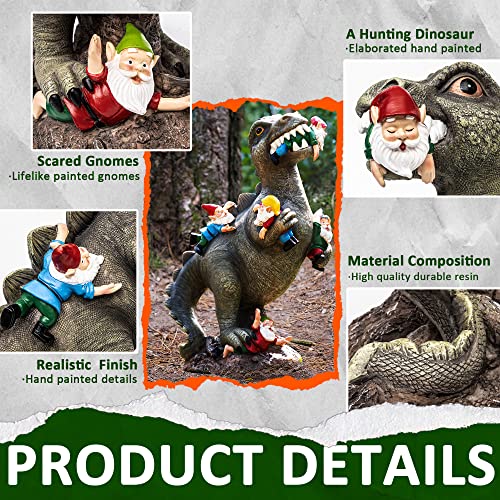 14” Dinosaur Garden Gnome Statue for Outdoor Decor