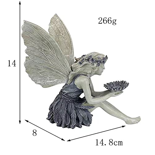 Sunflower Fairy Garden Statue Bird Feeder, Angel Decoration