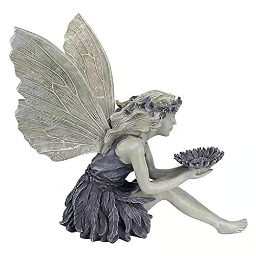Sunflower Fairy Garden Statue Bird Feeder, Angel Decoration