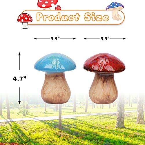 2pcs Ceramic Mushroom Garden Decor - Fairy Garden Statue