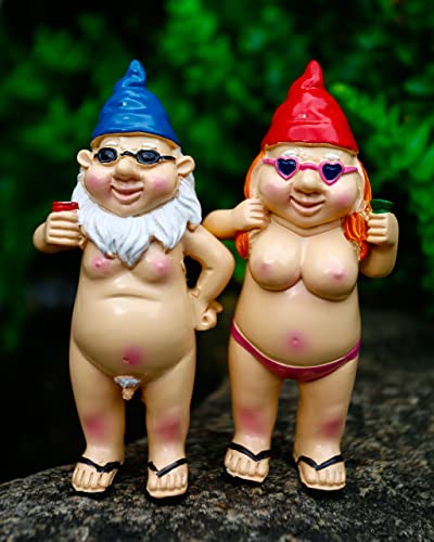 Naughty Gnome Statues for Indoor/Outdoor Garden Decor