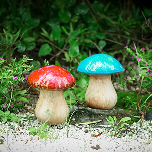 2pcs Ceramic Mushroom Garden Decor - Fairy Garden Statue