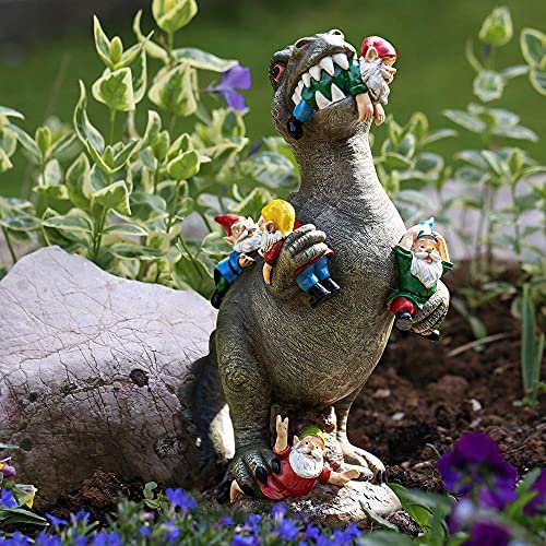 14” Dinosaur Garden Gnome Statue for Outdoor Decor