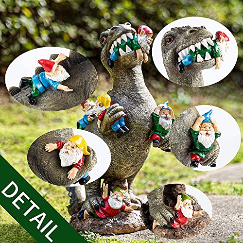 14” Dinosaur Garden Gnome Statue for Outdoor Decor