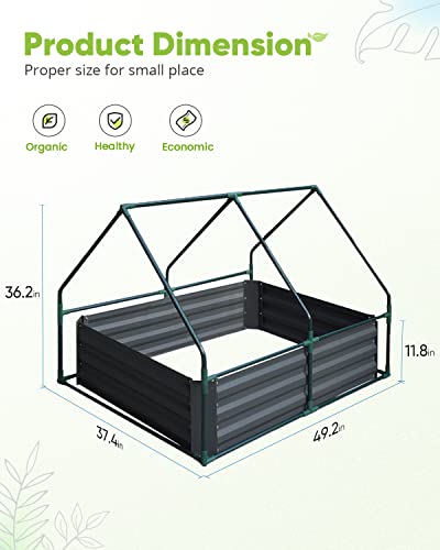 Quictent 4x3x1 Ft Raised Garden Bed with Greenhouse