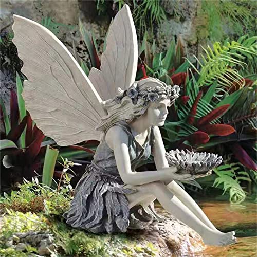 Sunflower Fairy Garden Statue Bird Feeder, Angel Decoration