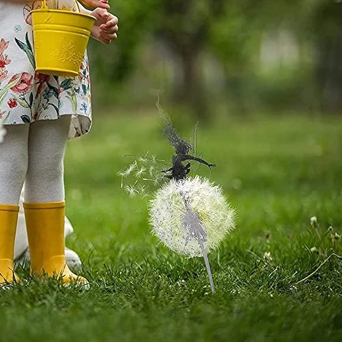 QUUERT Flower Fairy Elf Dancing with Dandelion Sculpture Angel Metal Craft Steel Wire Home Decoration Garden Figures Room Decoration,F