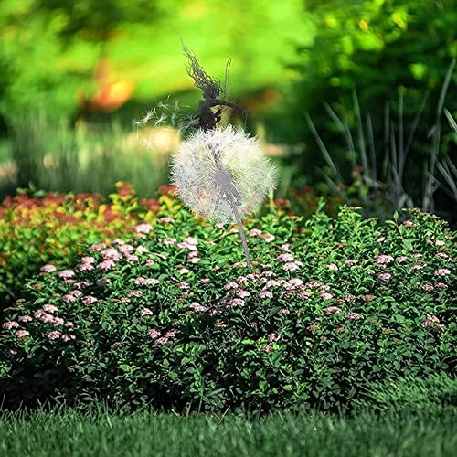 QUUERT Flower Fairy Elf Dancing with Dandelion Sculpture Angel Metal Craft Steel Wire Home Decoration Garden Figures Room Decoration,F