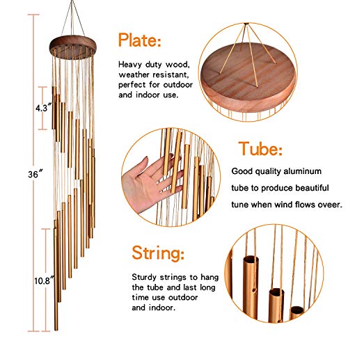 SuninYo Outdoor Wind Chimes - 36" Garden Decor