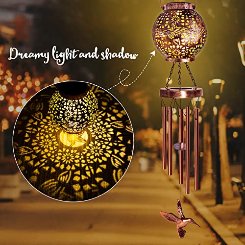 Wind Chimes for Outside 38" Hummingbird Solar Wind Chimes Gifts for Mom Hanging Solar Lantern, Garden Decor Wind Chime for Patio Yard, Christmas Windchimes Outdoors Gifts for Women Mom Grandma