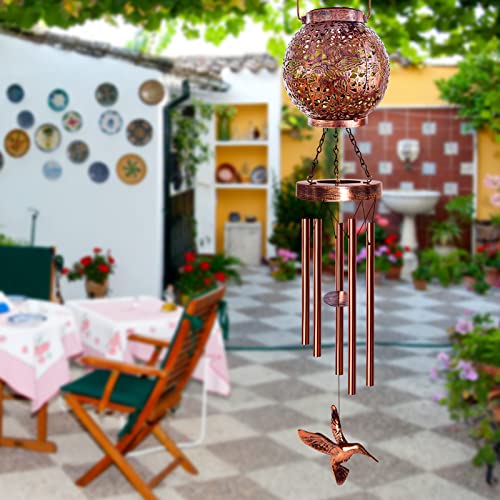Wind Chimes for Outside 38" Hummingbird Solar Wind Chimes Gifts for Mom Hanging Solar Lantern, Garden Decor Wind Chime for Patio Yard, Christmas Windchimes Outdoors Gifts for Women Mom Grandma