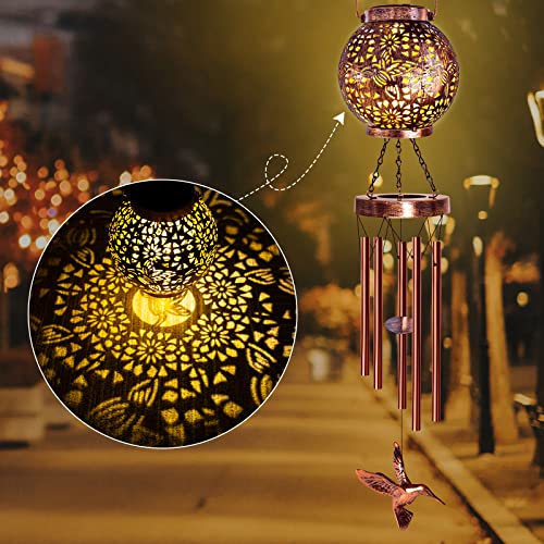 Wind Chimes for Outside 38" Hummingbird Solar Wind Chimes Gifts for Mom Hanging Solar Lantern, Garden Decor Wind Chime for Patio Yard, Christmas Windchimes Outdoors Gifts for Women Mom Grandma