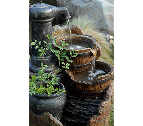 Jeco Glenville Water Pump Cascading Water Fountain, Brown/Black