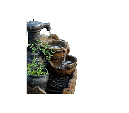 Jeco Glenville Water Pump Cascading Water Fountain, Brown/Black