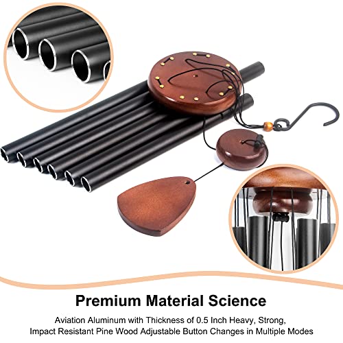 Large Aluminium Wind Chimes 37" Inches to Create a Zen Atmosphere for Outdoor, Garden, Patio Decoration with Wind Catcher, Classic Black, Suitable as A Gift for Unisex