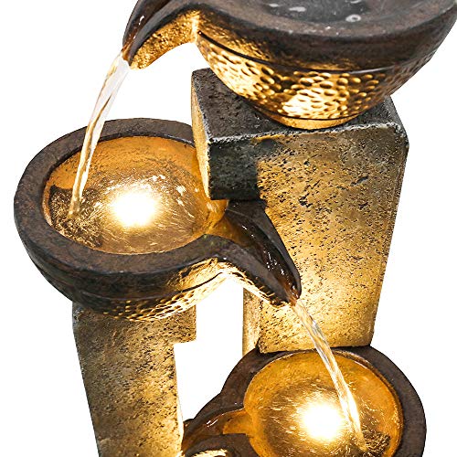 Fierre Shann Agoodping 40" 4-Tier Pots Outdoor Garden Water Fountain - Outdoor Water Fountain for Yard, Floor Patio, Backyard and Home Art Decor