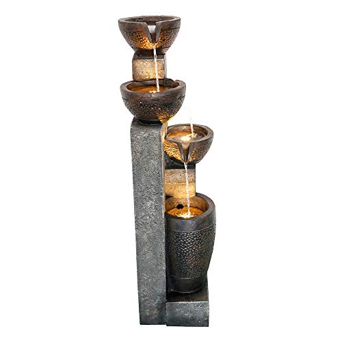 Fierre Shann Agoodping 40" 4-Tier Pots Outdoor Garden Water Fountain - Outdoor Water Fountain for Yard, Floor Patio, Backyard and Home Art Decor