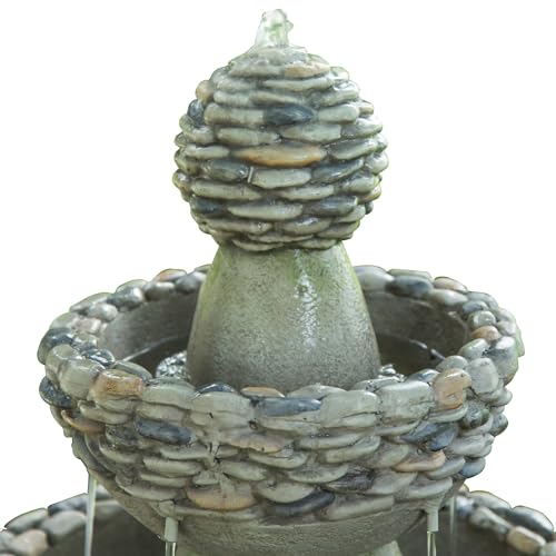 Zen 2-Tiered Stone Look Garden Fountain, 37" Gray