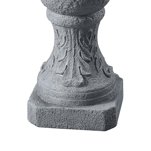 Teamson Home 2 Tiered ICY Stone Zen Floor Pedestal Waterfall Fountain with Pump for Outdoor Patio Garden Backyard Decking Décor, 53 inch Height, Stone Gray