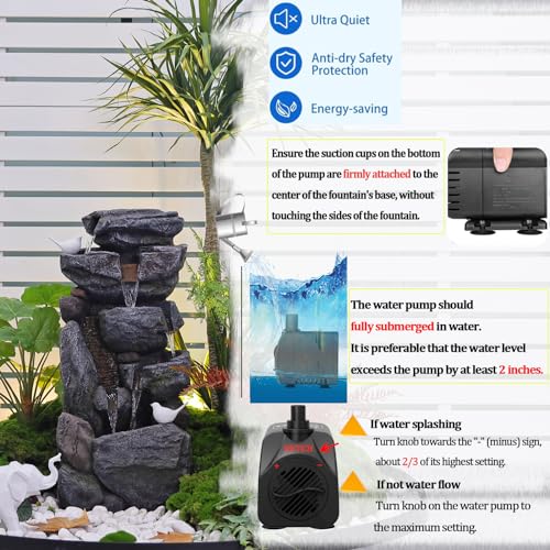 31.5" Rock Waterfall Fountain: Outdoor/Indoor Garden Decor