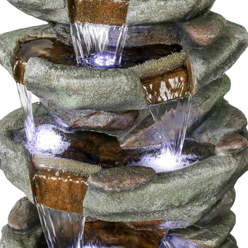 40.5” High Rocks Outdoor Water Fountain with LED Lights