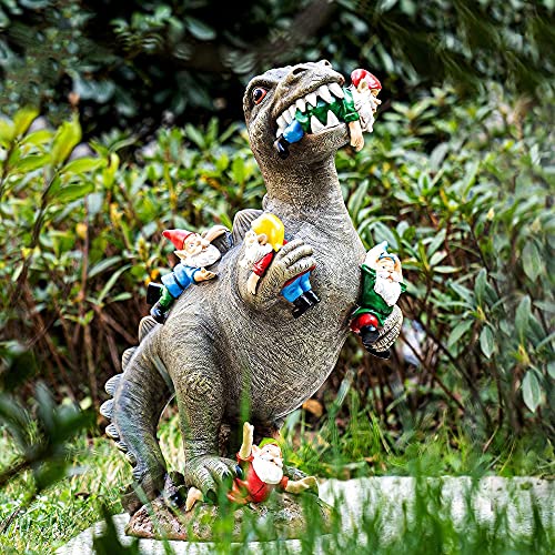 14” Dinosaur Garden Gnome Statue for Outdoor Decor