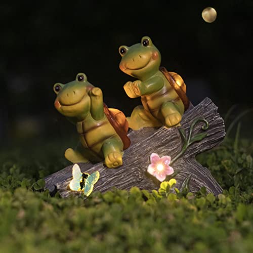 Turtle Statue Decor, Turtles and Butterfly Garden Figurine