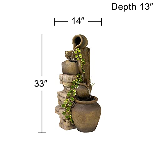 Rustic Outdoor Three Jugs Fountain - 33" High