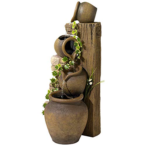 Rustic Outdoor Three Jugs Fountain - 33" High