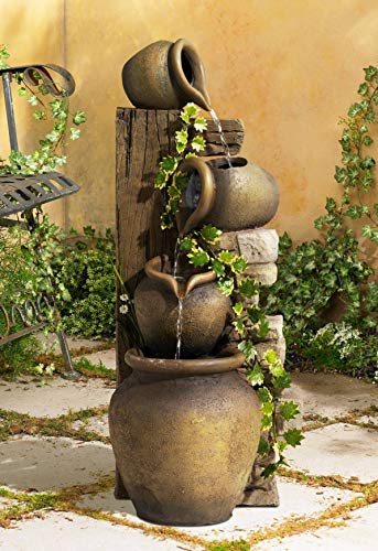 Rustic Outdoor Three Jugs Fountain - 33" High