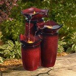 20" 3 Tiered Glazed Pots Fountain with LED