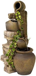 Rustic Outdoor Three Jugs Fountain - 33" High