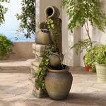 Rustic Outdoor Three Jugs Fountain - 33" High