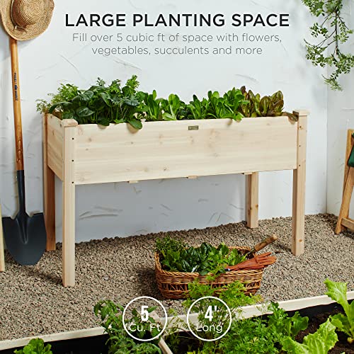 Raised Garden Bed Wood Planter Box - Natural