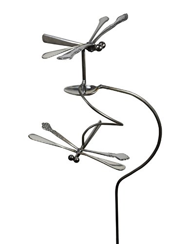 Dragonfly Balancing Stake: American-Made Garden Decor with Utensil Sculpture